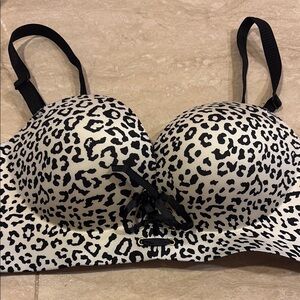Leopard Print Bra with Black Straps